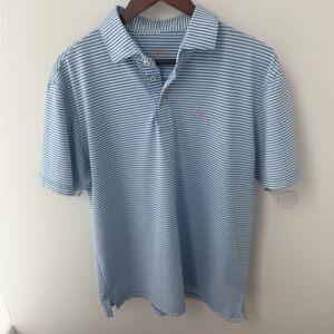 Rhoback, Light Blue Striped Men's Polo Shirt, size: L